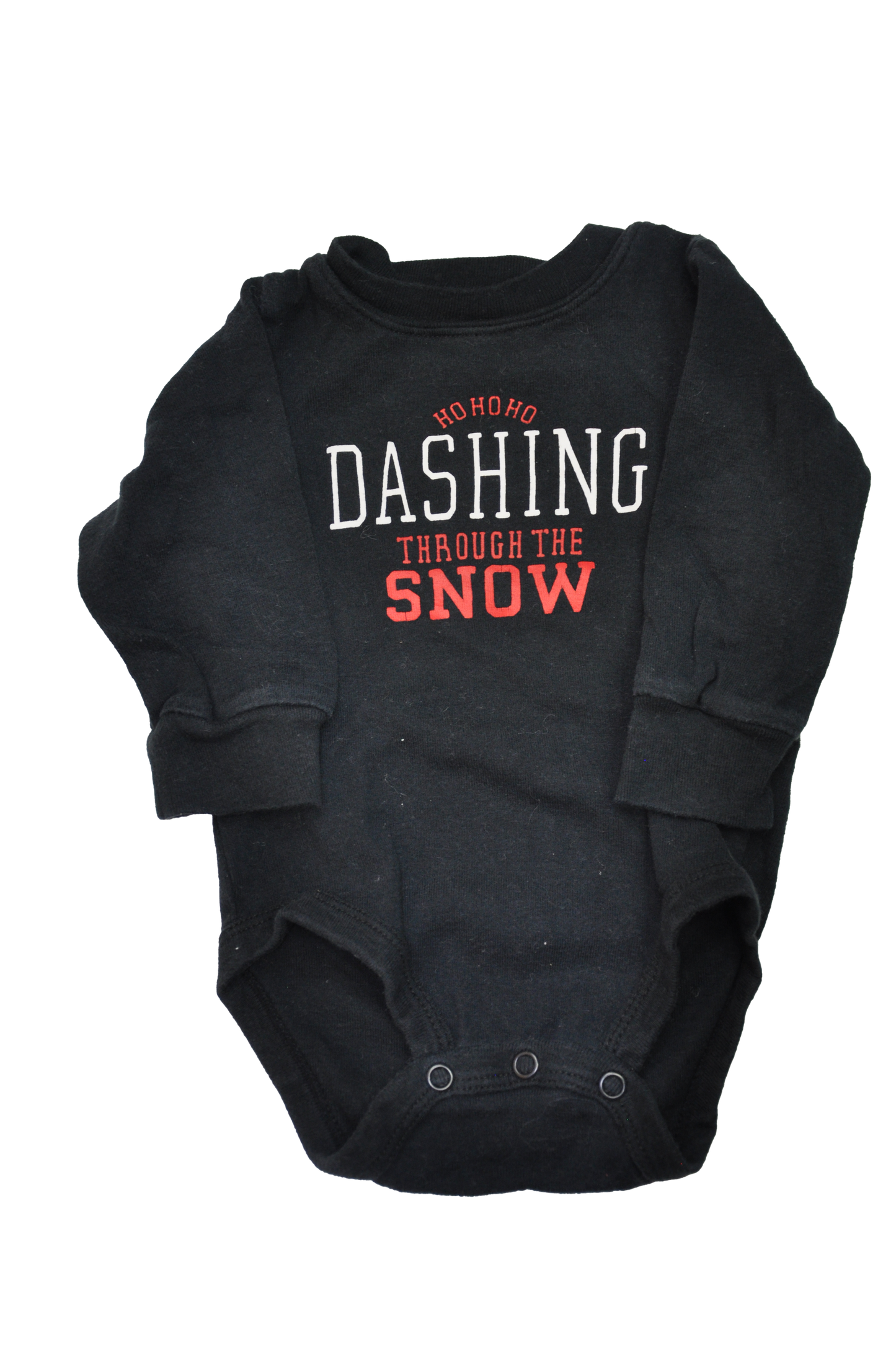 Carter's Black Long Sleeve Onesie "Dashing Through The Snow" 6M