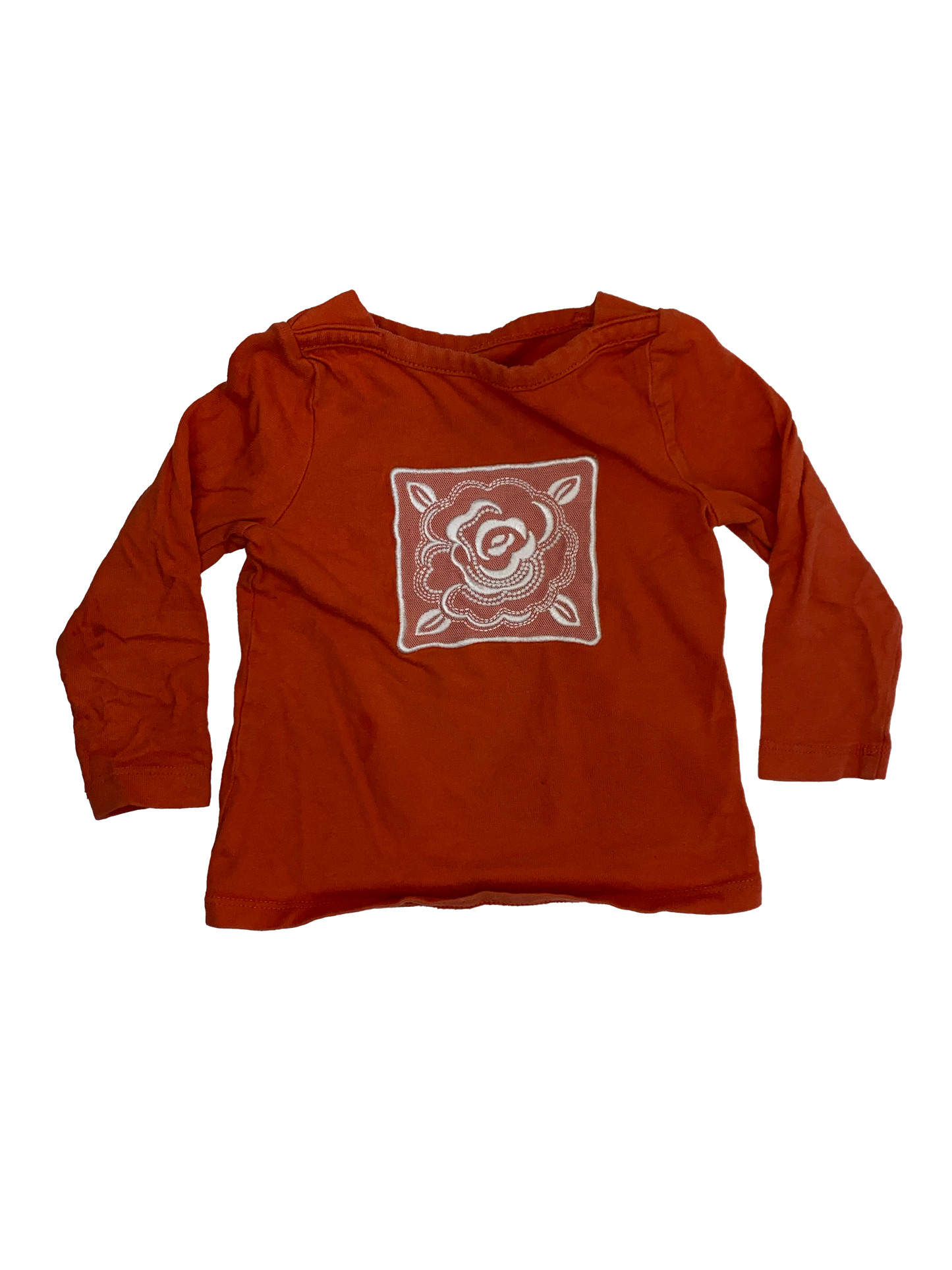 Baby Gap Orange Long Sleeve Shirt with Flower 18-24M