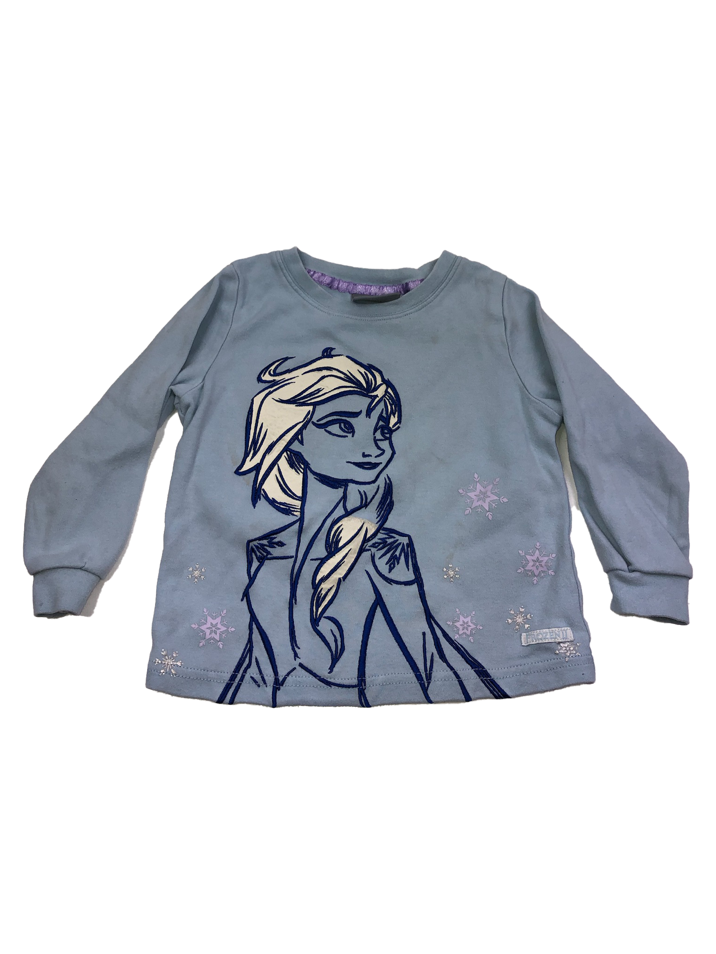 ❗️Stained: Disney Blue Frozen Long Sleeve PJ Top 3-4T