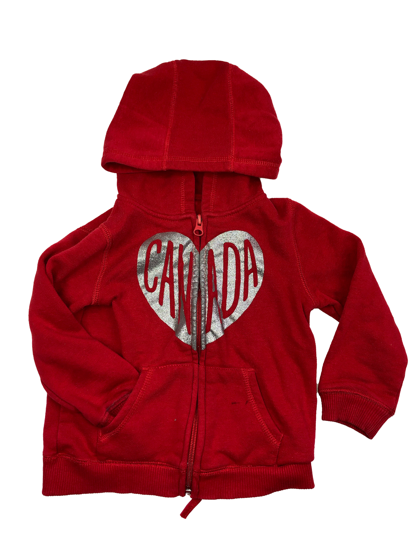 ❗️Stained: Joe Fresh Red Hooded Canada Zip-Up 4T