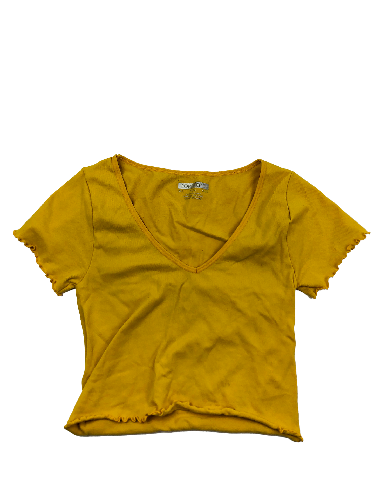 Forever 21 Gold Short Sleeve Crop T-Shirt 14-16
