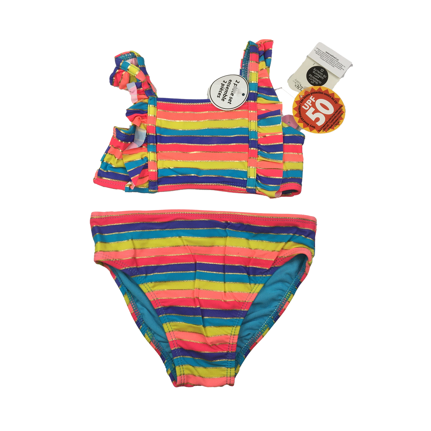 George Multicoloured Striped Bikini with Ruffles 12-18M