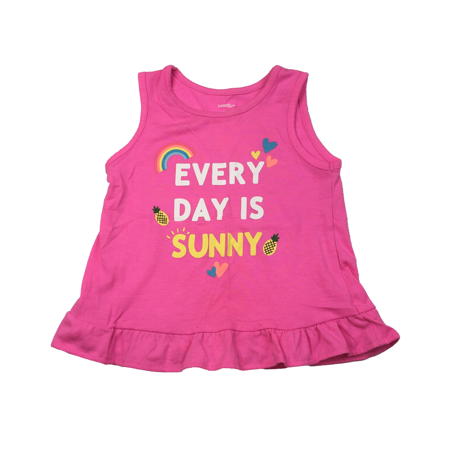 George Pink Tank Top "Every Day Is Sunny" 12-18M