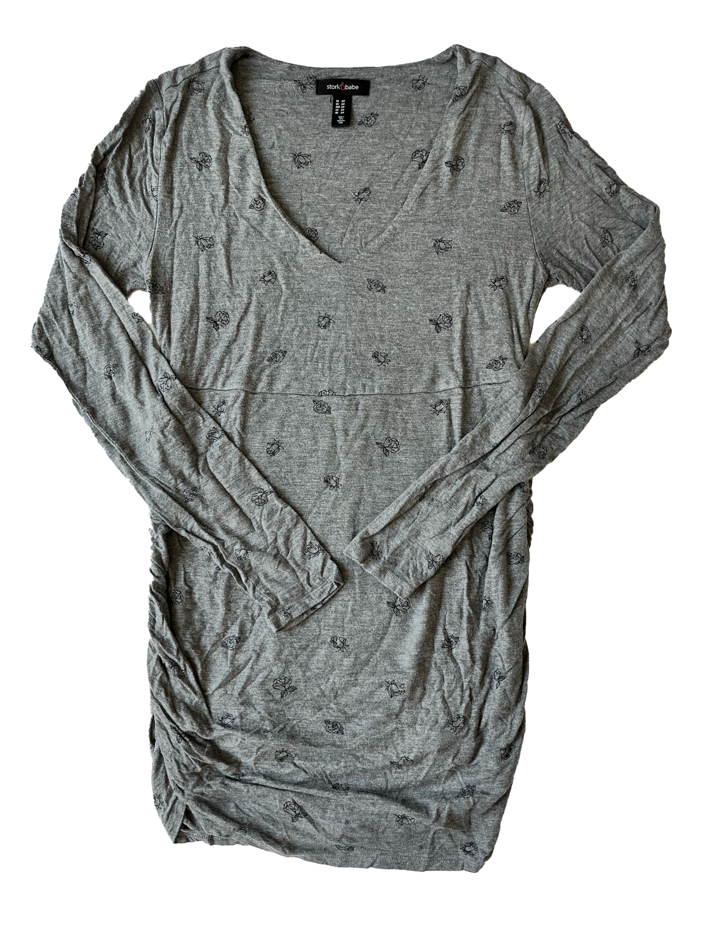 Stork & Baby Grey Maternity Long Sleeve Top S