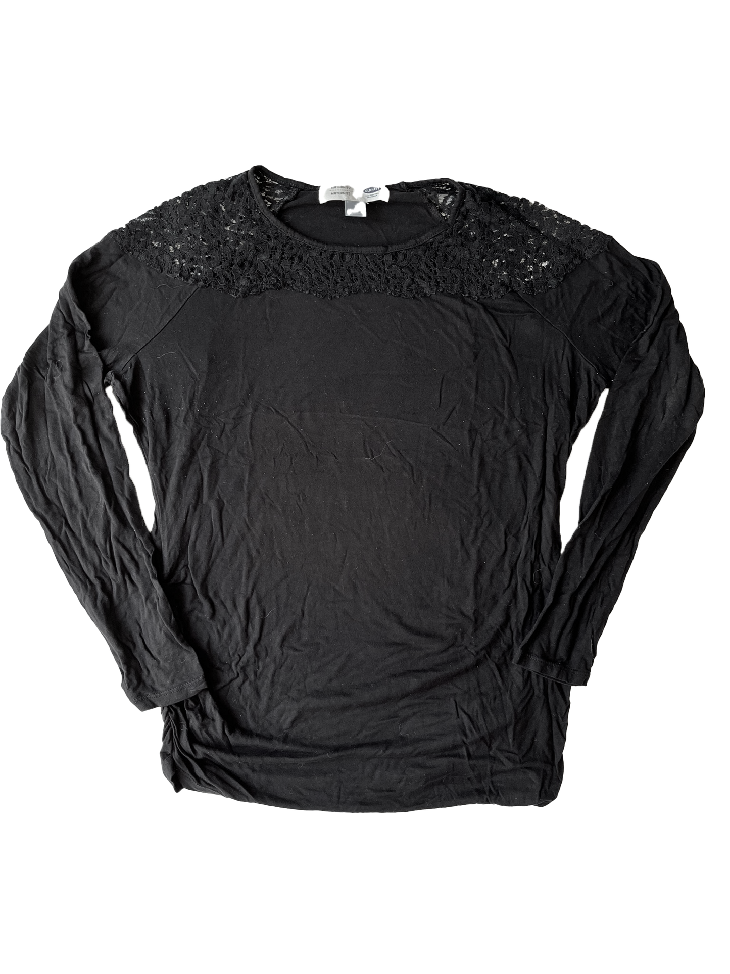 Old Navy Black Maternity Long Sleeve with Lacy Neck L