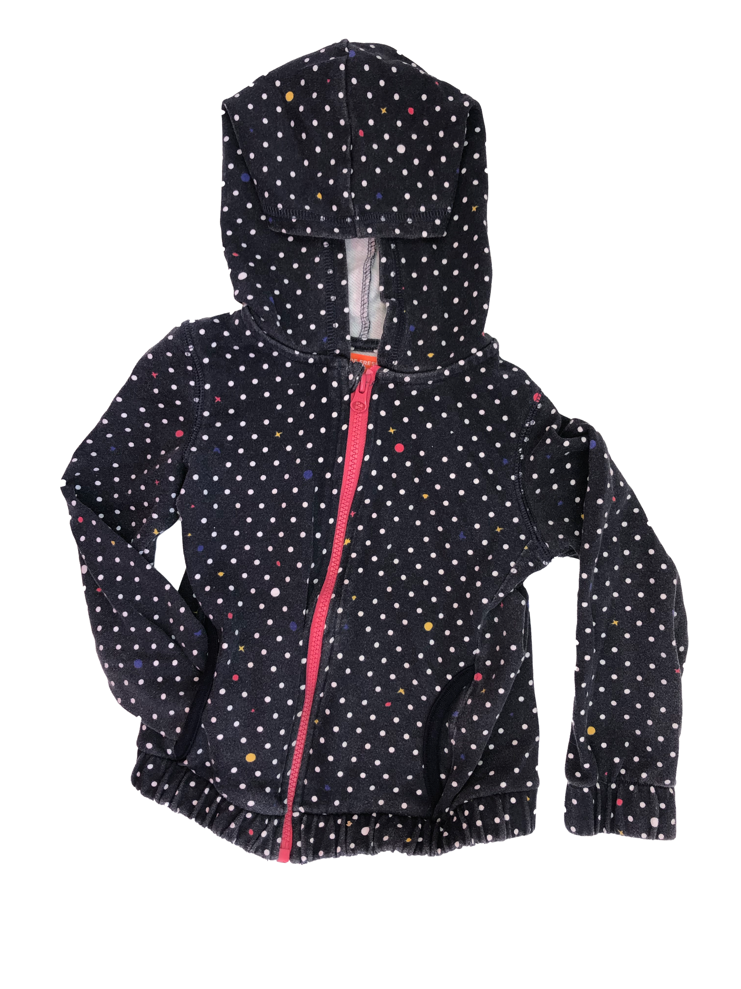 Joe Fresh Black Hooded Zip-Up with Polka Dots 5