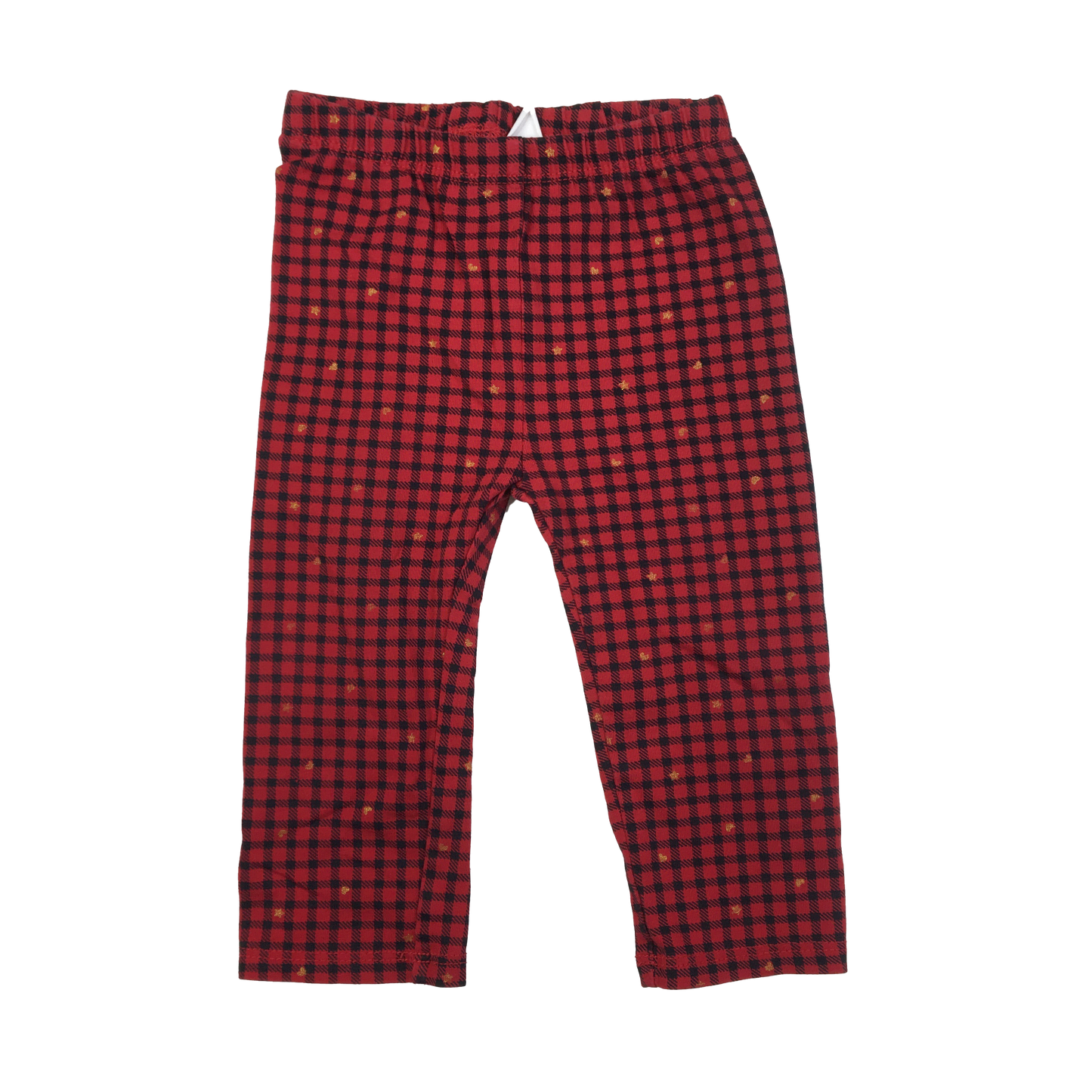 First Impressions Red & Black Check Leggings with Gold Shapes 6-9M