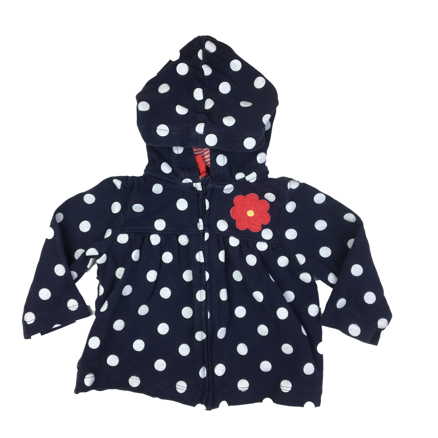 Carter's Navy Hooded Zip-Up with White Polka Dots 12M