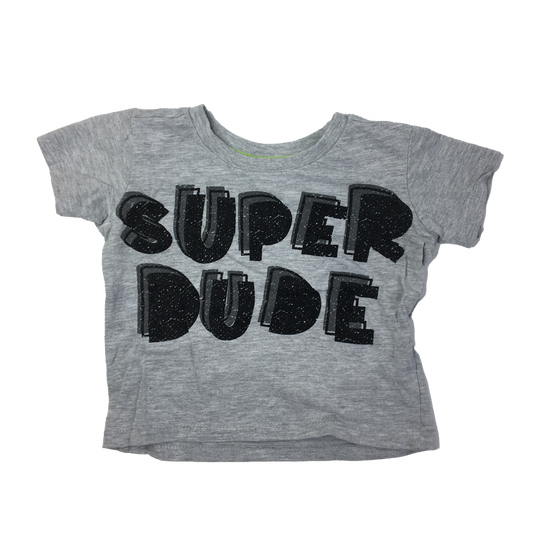 Monkey Bars Grey T-Shirt with "Super Dude" 18M