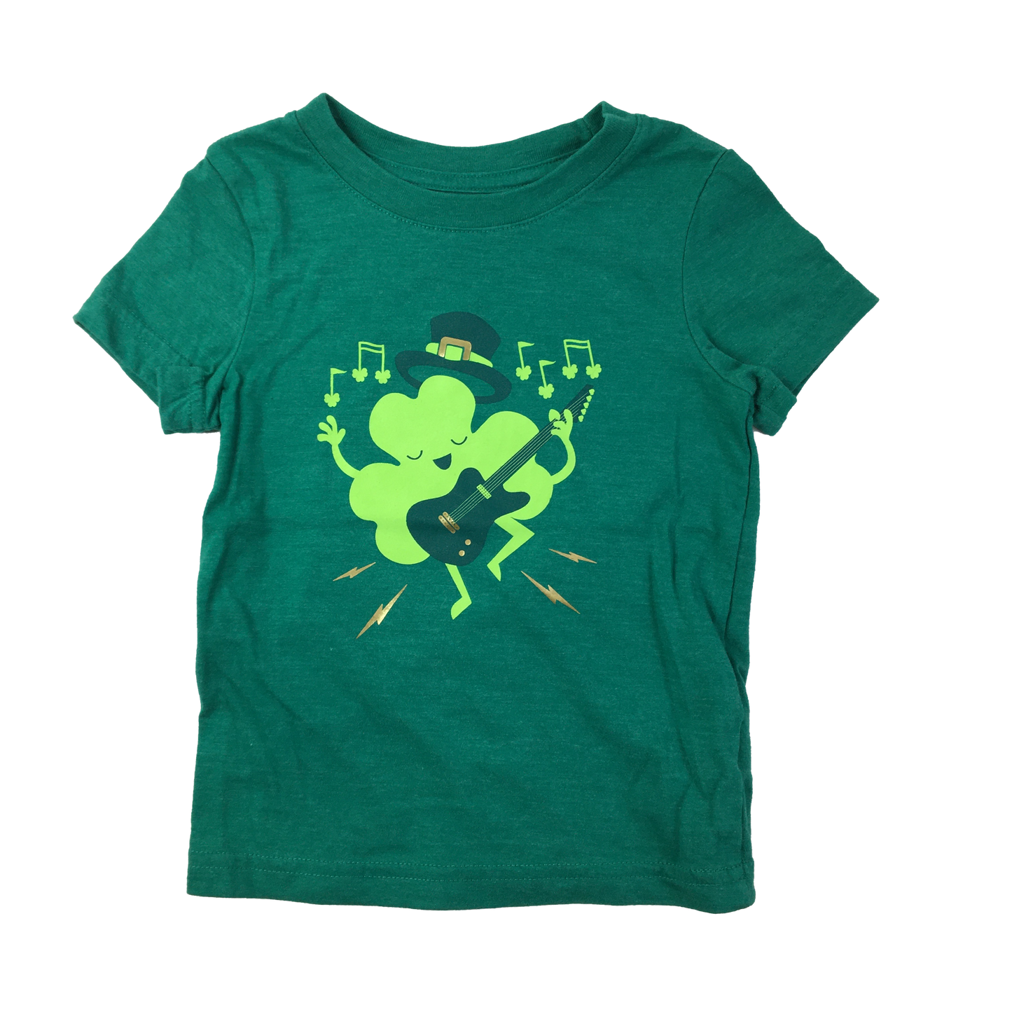 Cat & Jack Green T-Shirt with Clover 18M