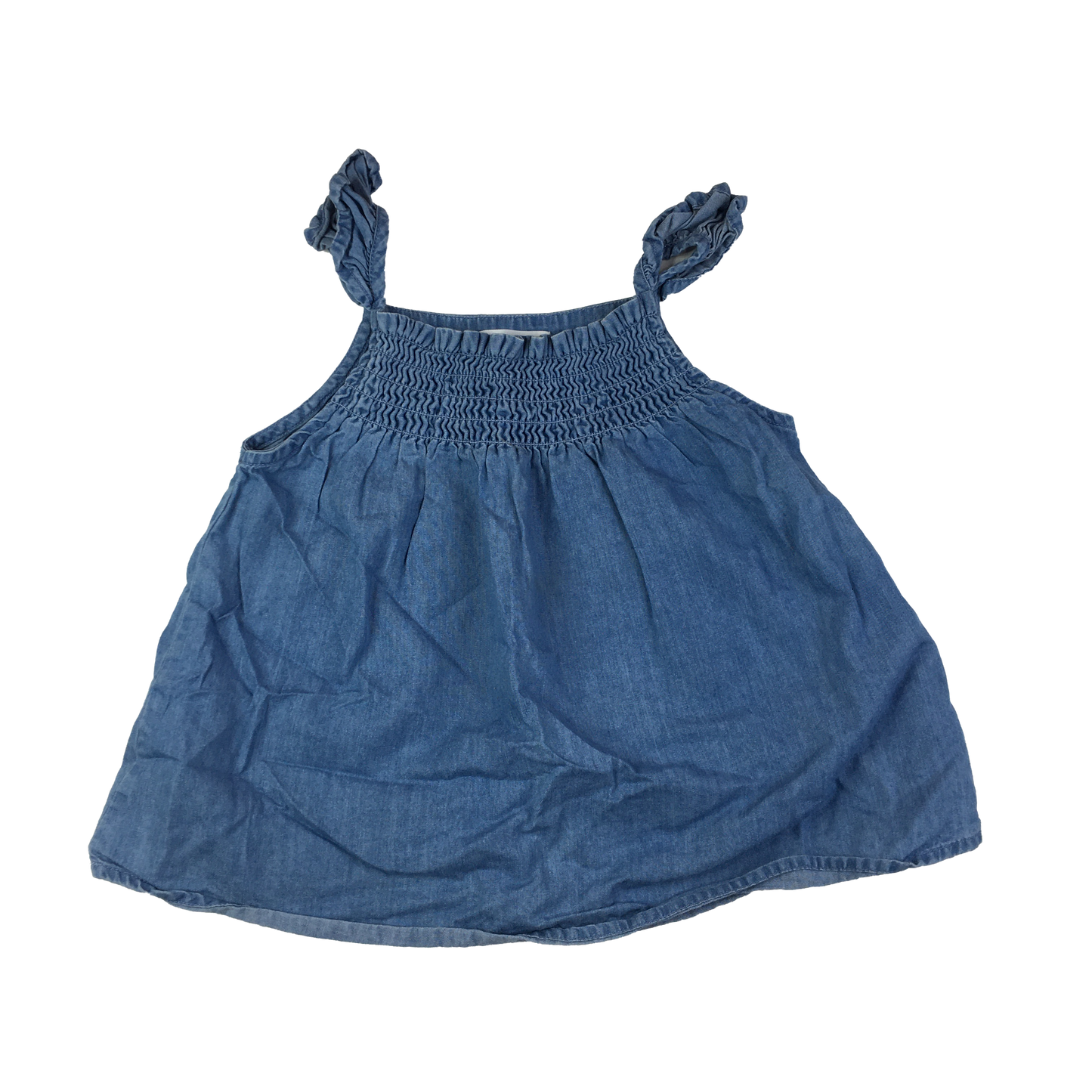 Old Navy Blue Chambray Tank Top with Shirred Neckline 5