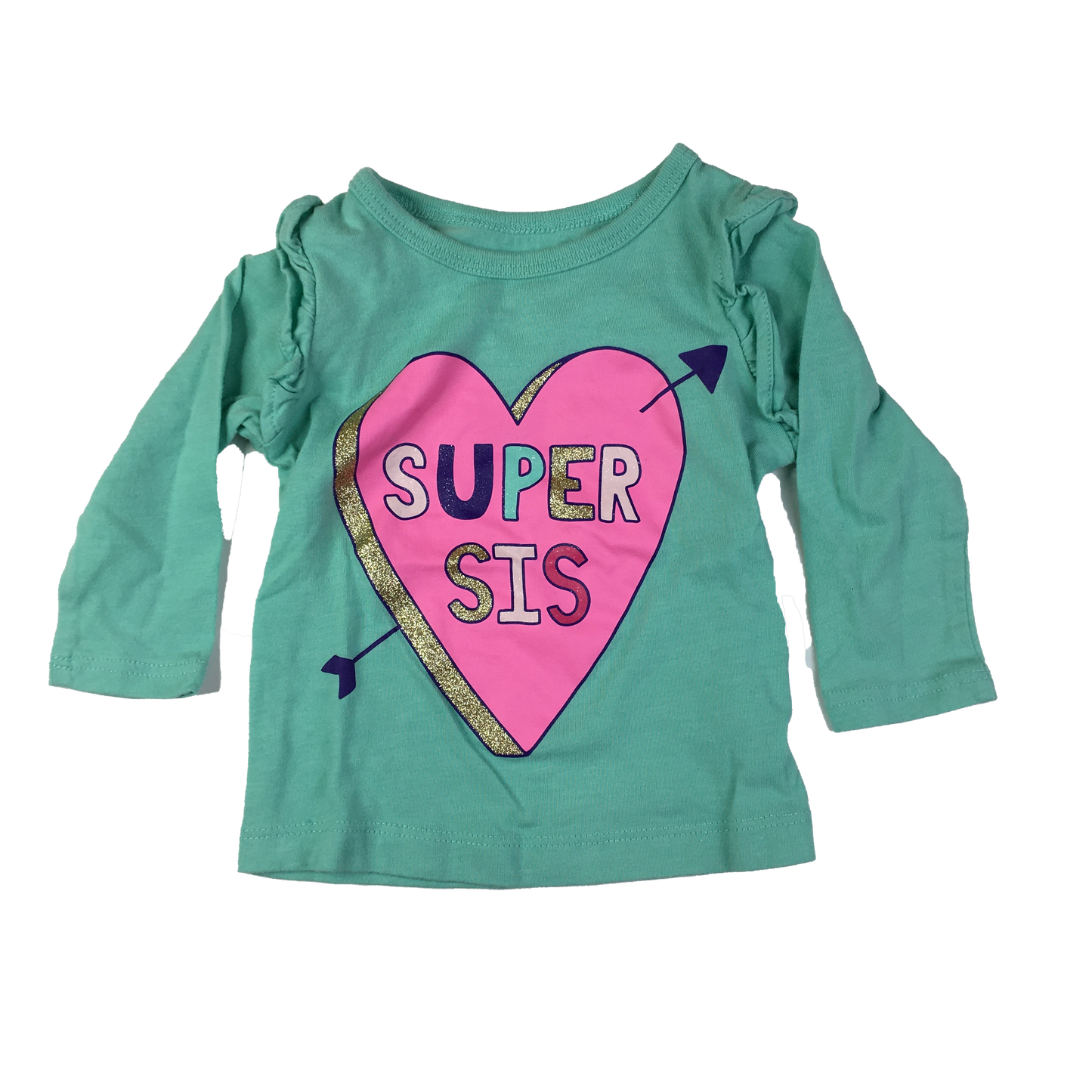 Carter's Teal Long Sleeve Shirt "Super Sis" 6M