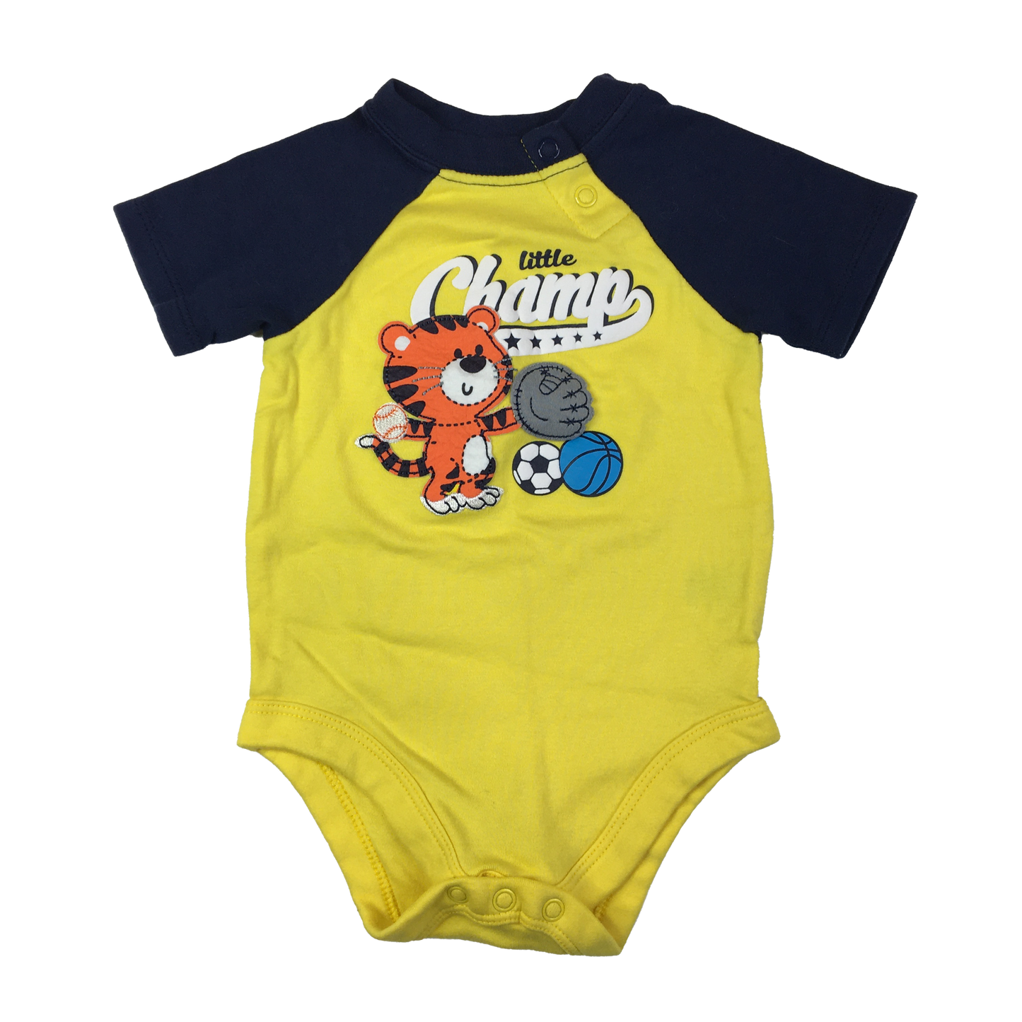 Garanimals Yellow Onesie with Navy Sleeves 6-9M