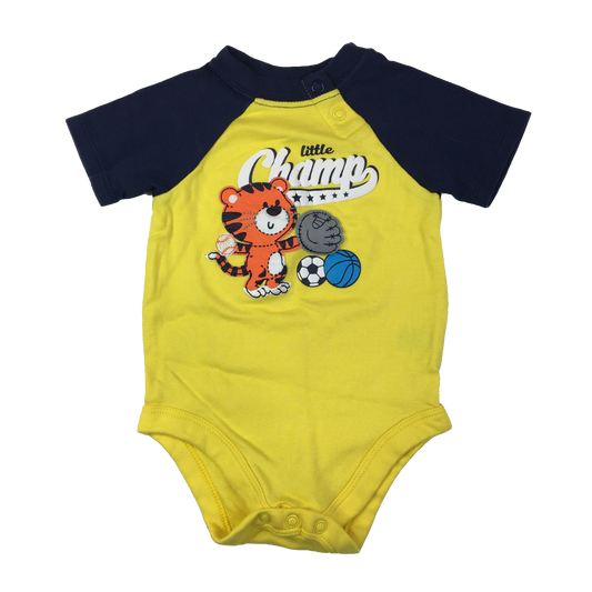 Garanimals Yellow Onesie with Navy Sleeves 6-9M