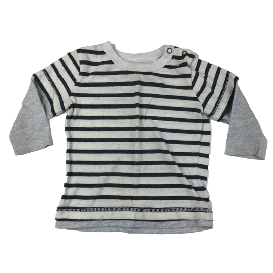 George White Stripped Long Sleeve Shirt 6-12M