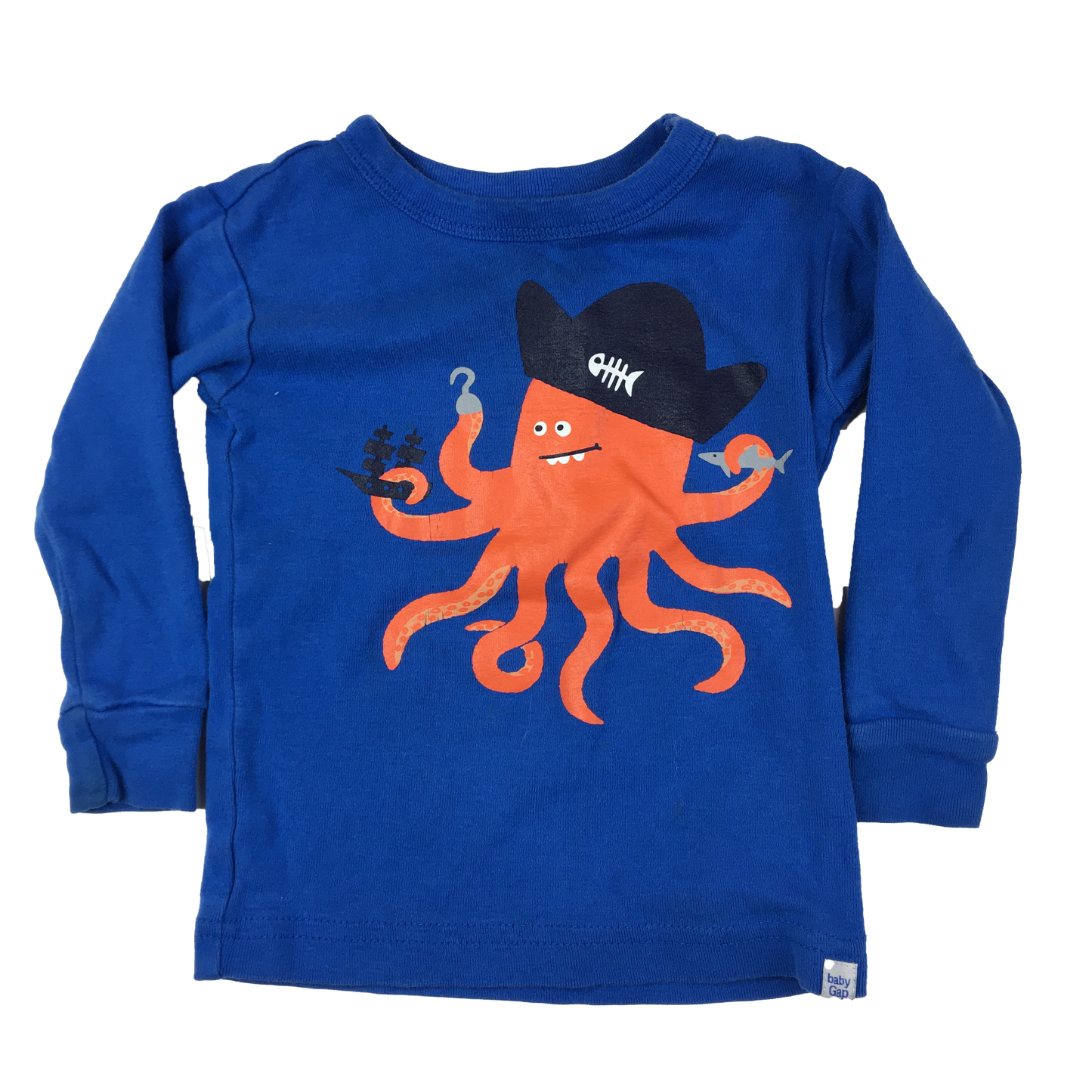 Baby Gap Blue Long Sleeve Shirt with Octopus 6-12M