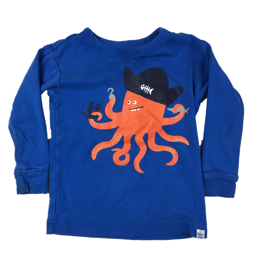 Baby Gap Blue Long Sleeve Shirt with Octopus 6-12M