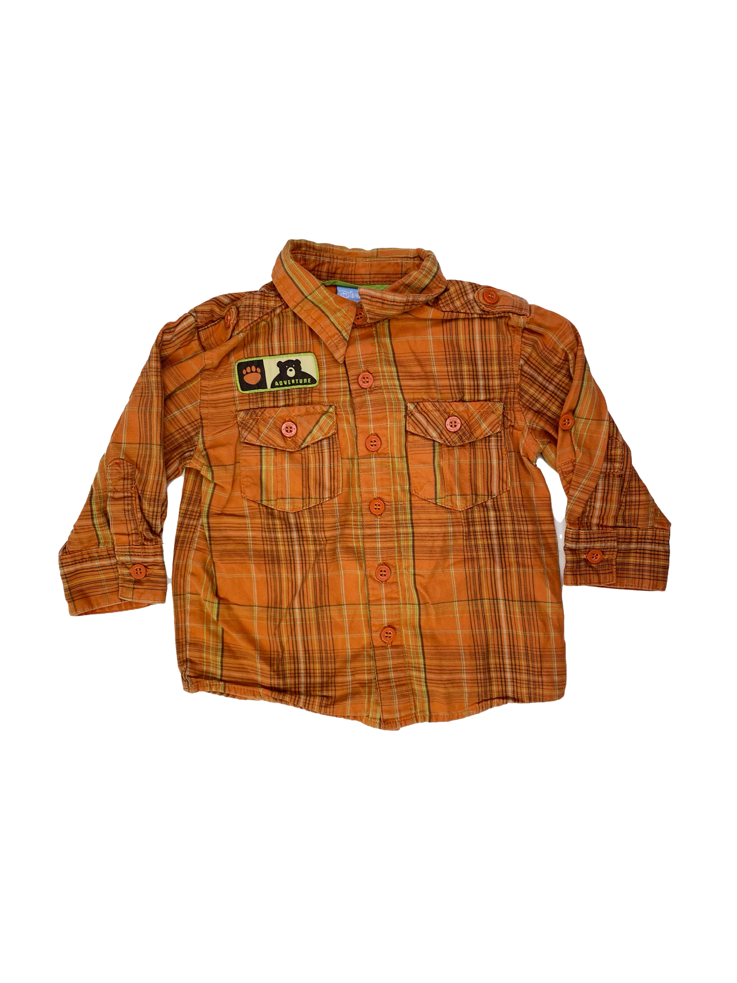 Disney Orange Button-Up with "Adventure" & Winnie the Pooh 18M