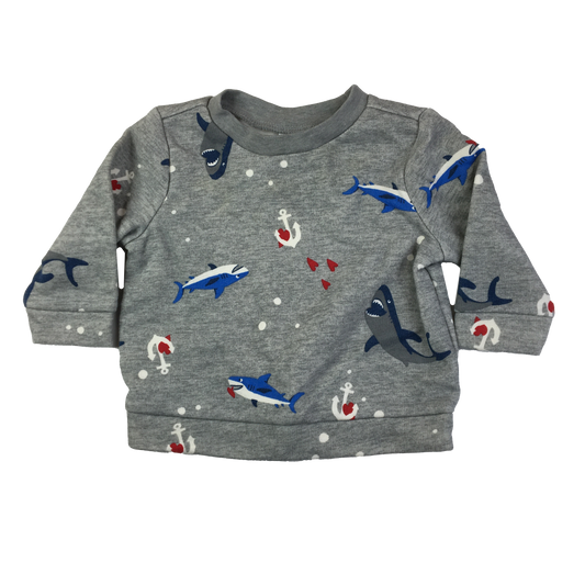 Old Navy Grey Sweatshirt with Sharks  6-9M