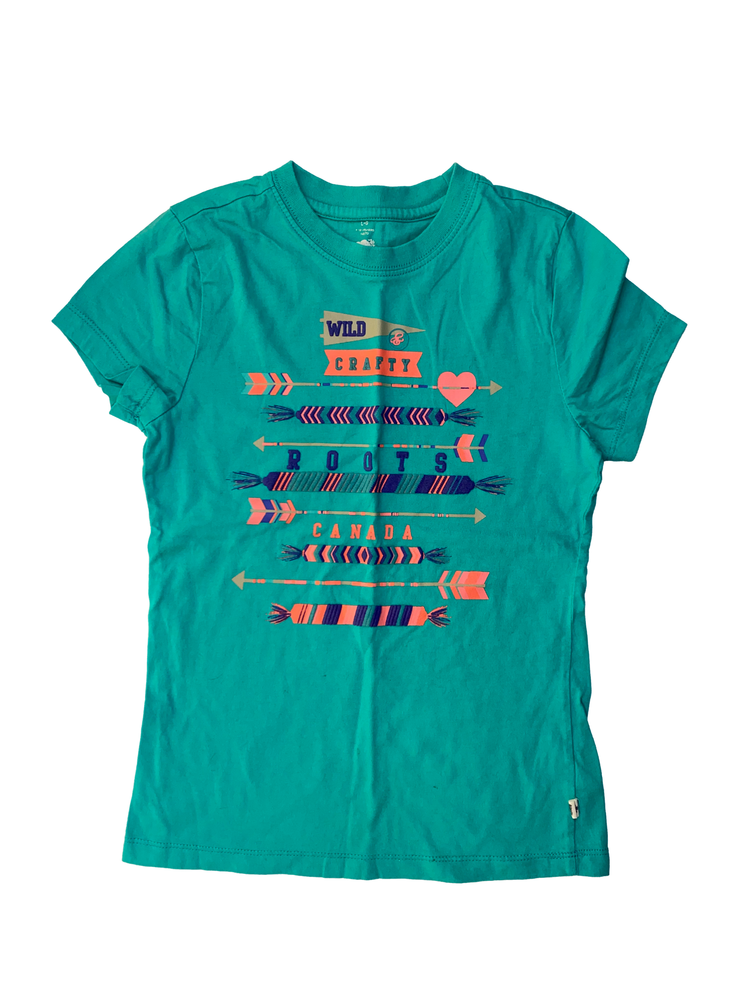 Roots Teal T-Shirt "Wild & Crafty" with Arrows 9-10