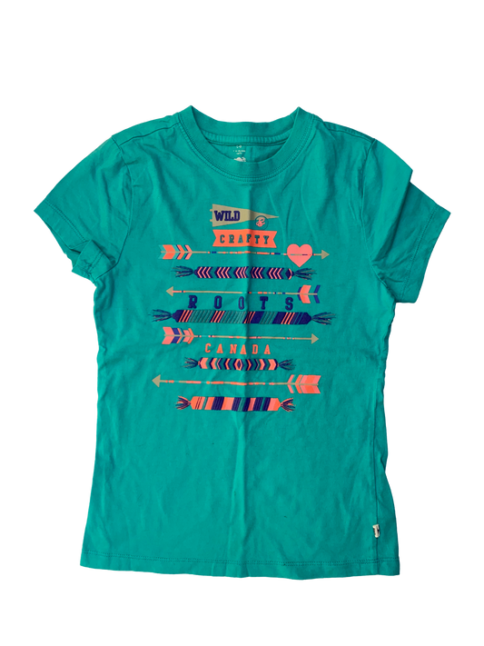 Roots Teal T-Shirt "Wild & Crafty" with Arrows 9-10