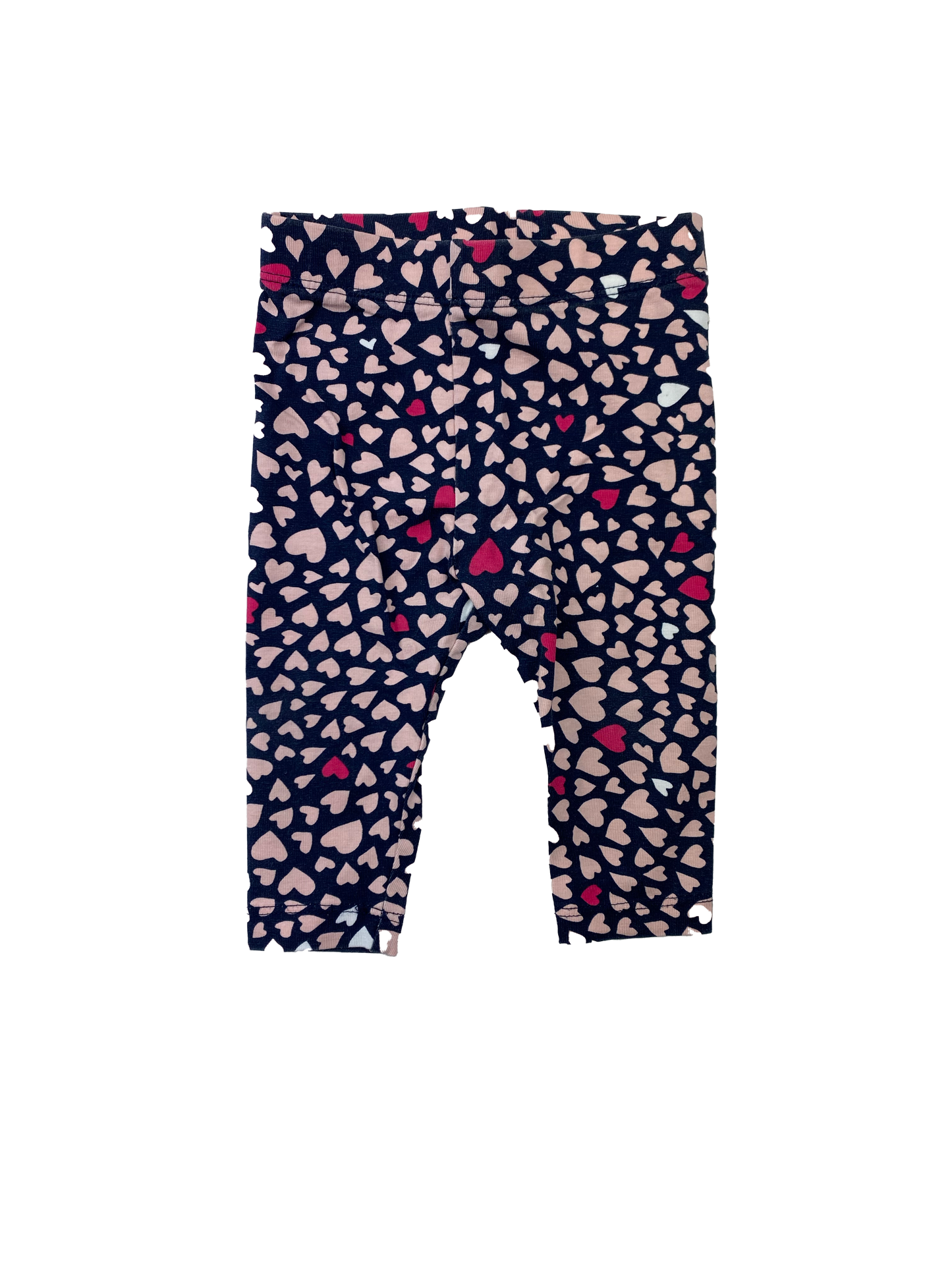 Joe Fresh Navy Leggings with Pink Hearts 3-6M