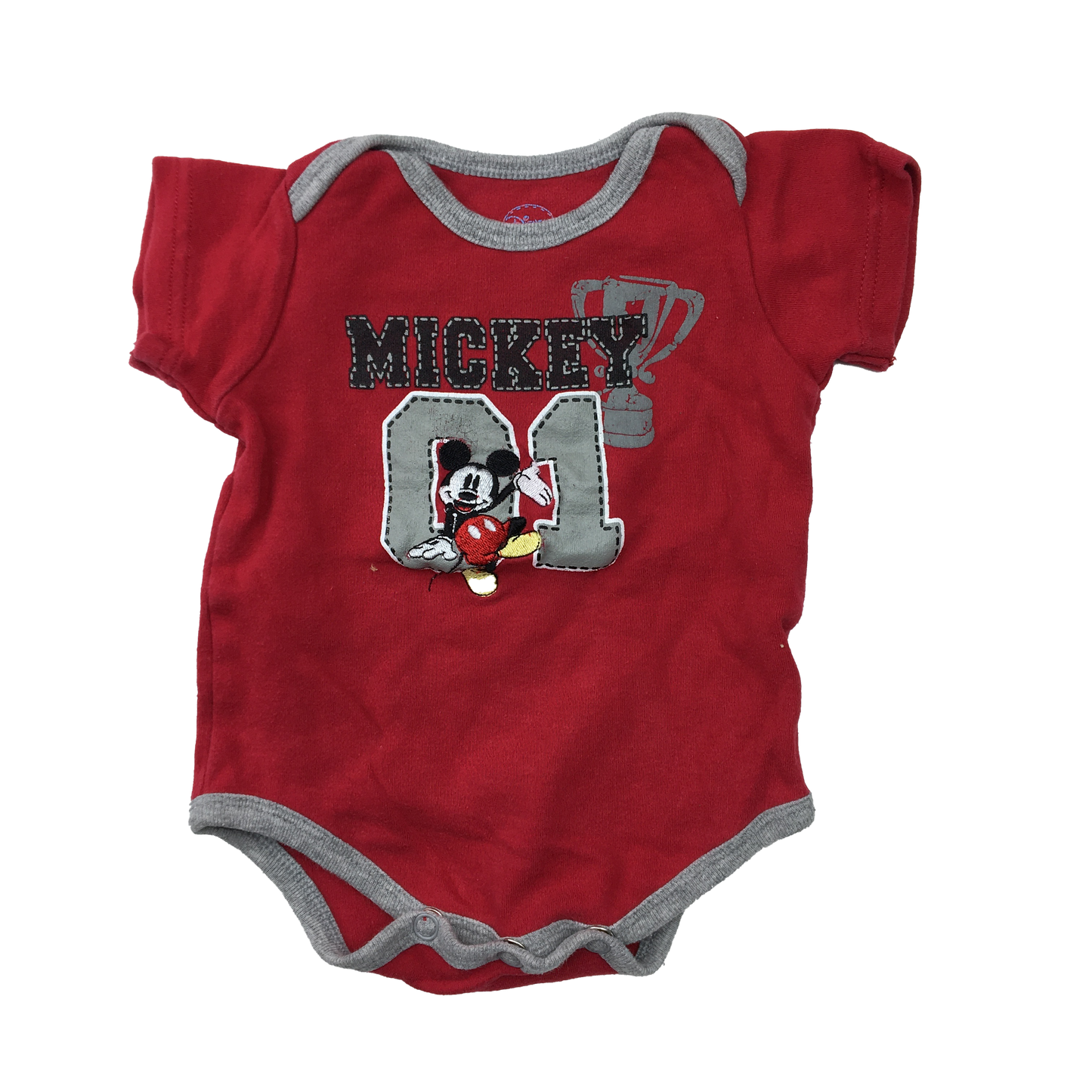 Disney 2-Piece Set Red Onesie & Grey Shorts with Mickey Mouse 0-3M