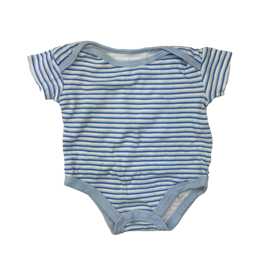 George Blue & White Striped Onesie NB