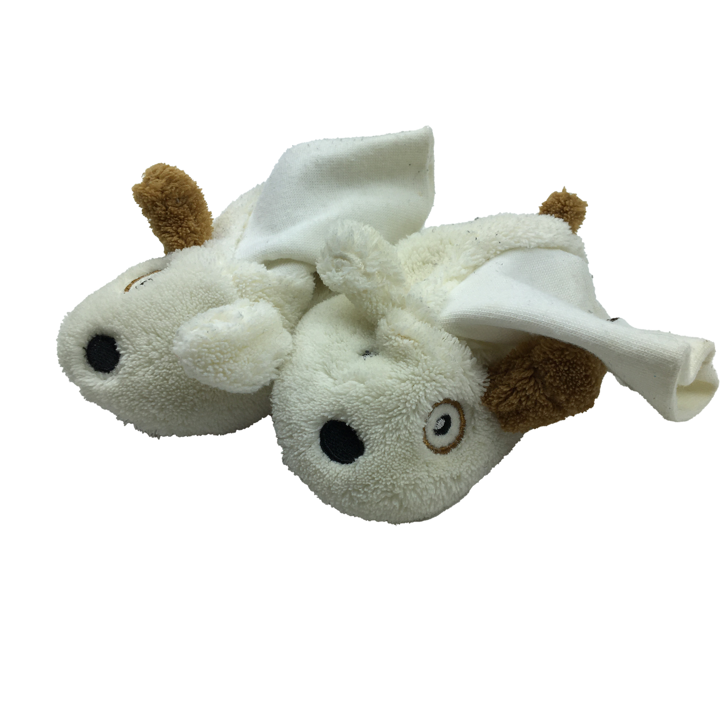 Teddy's Choice White & Brown Puppy Slippers 12-18M