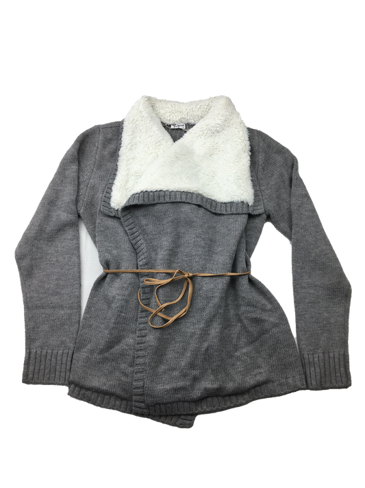 Thyme Grey Sherpa Lined Maternity Sweater Lg