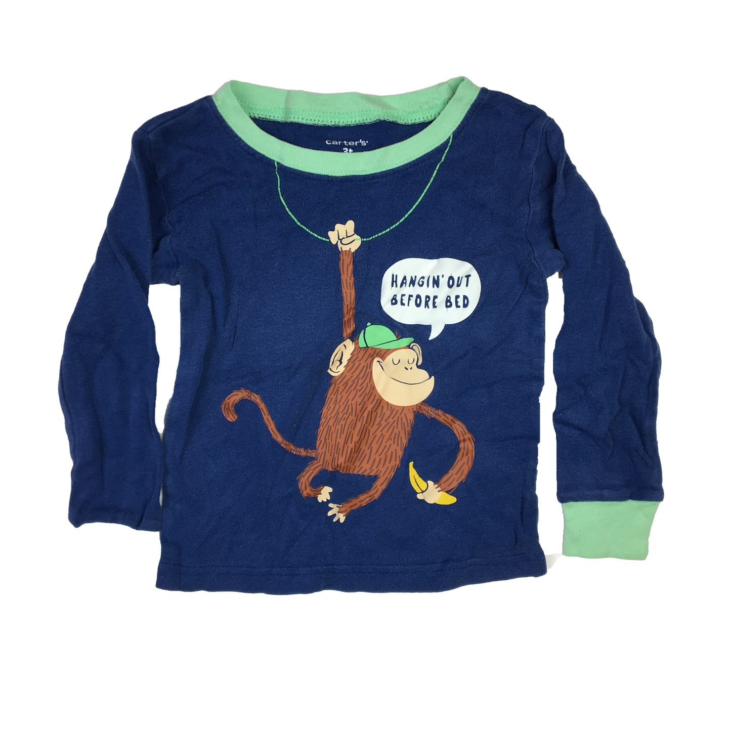 Carter's Navy PJ Top with Monkey 3T
