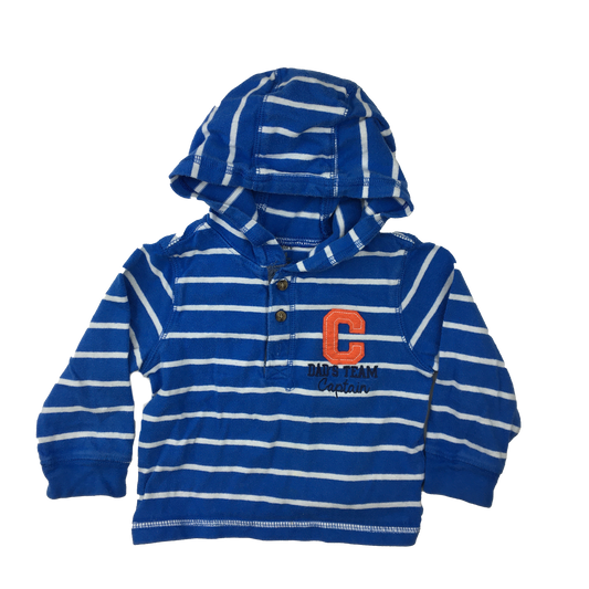 Carter's Blue & White Striped Hooded Long Sleeve 24M