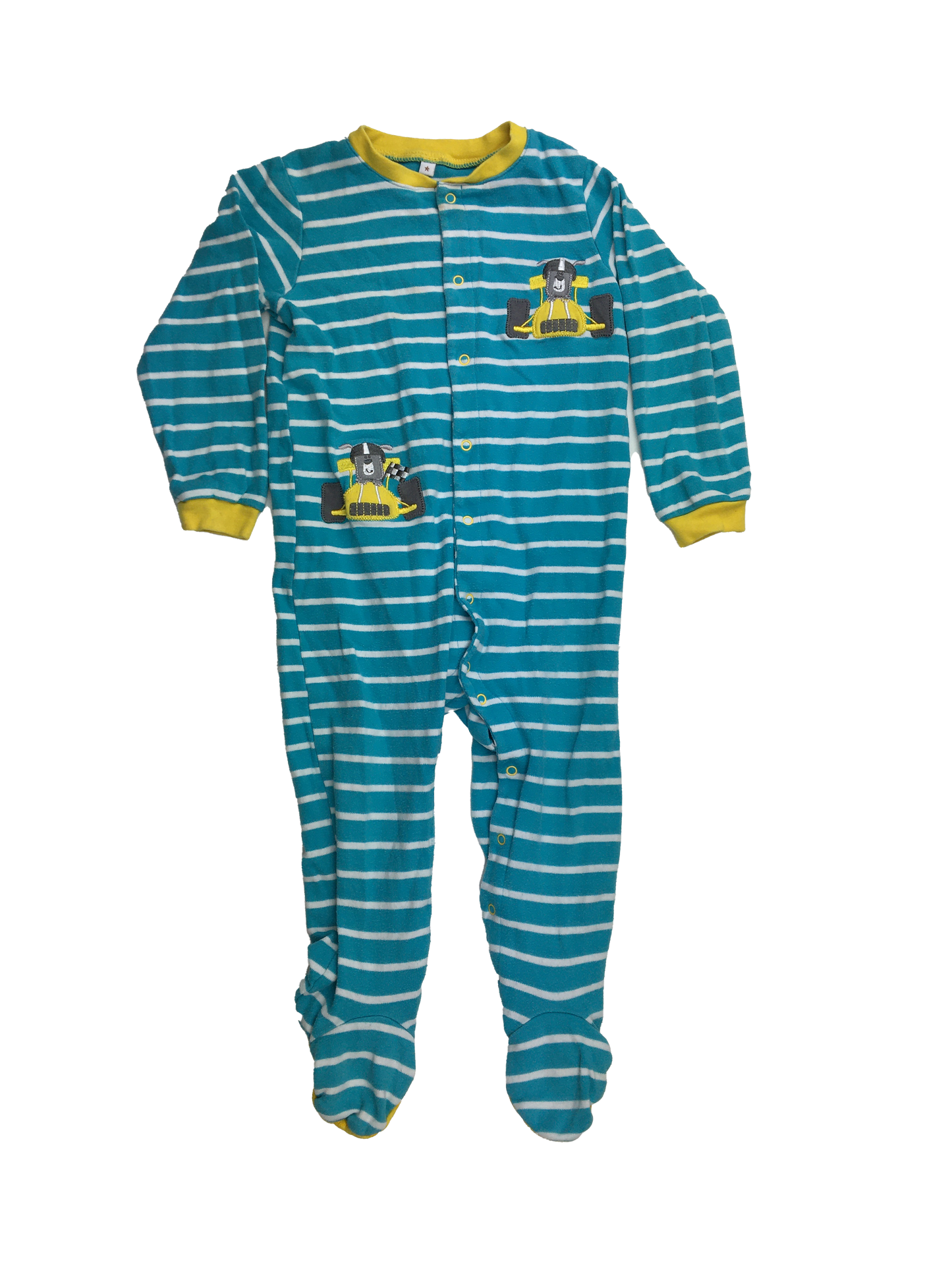 Pekkle Blue & White Striped Footed Sleeper with Race Cars 2T