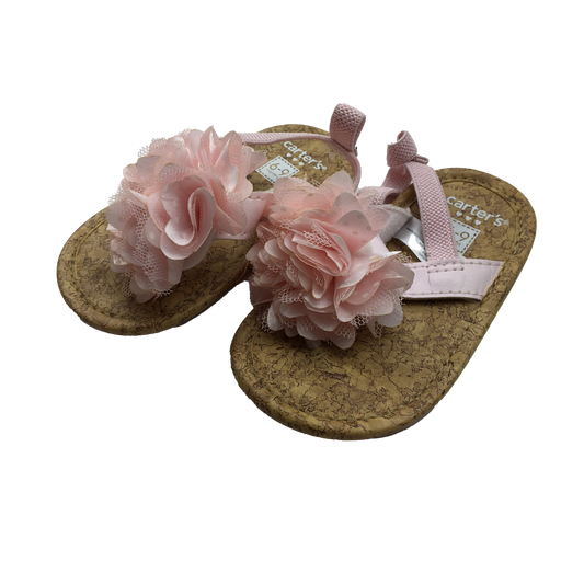 Carter's Sandals with Pink Flower 6-9M