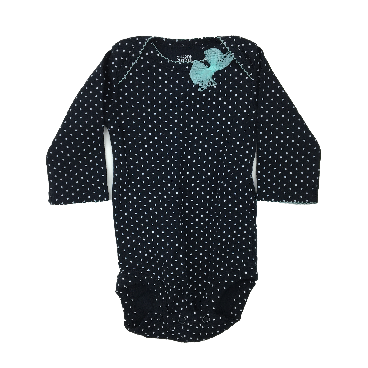 Carter's Navy Onesie with Turquoise Polka Dots 3M