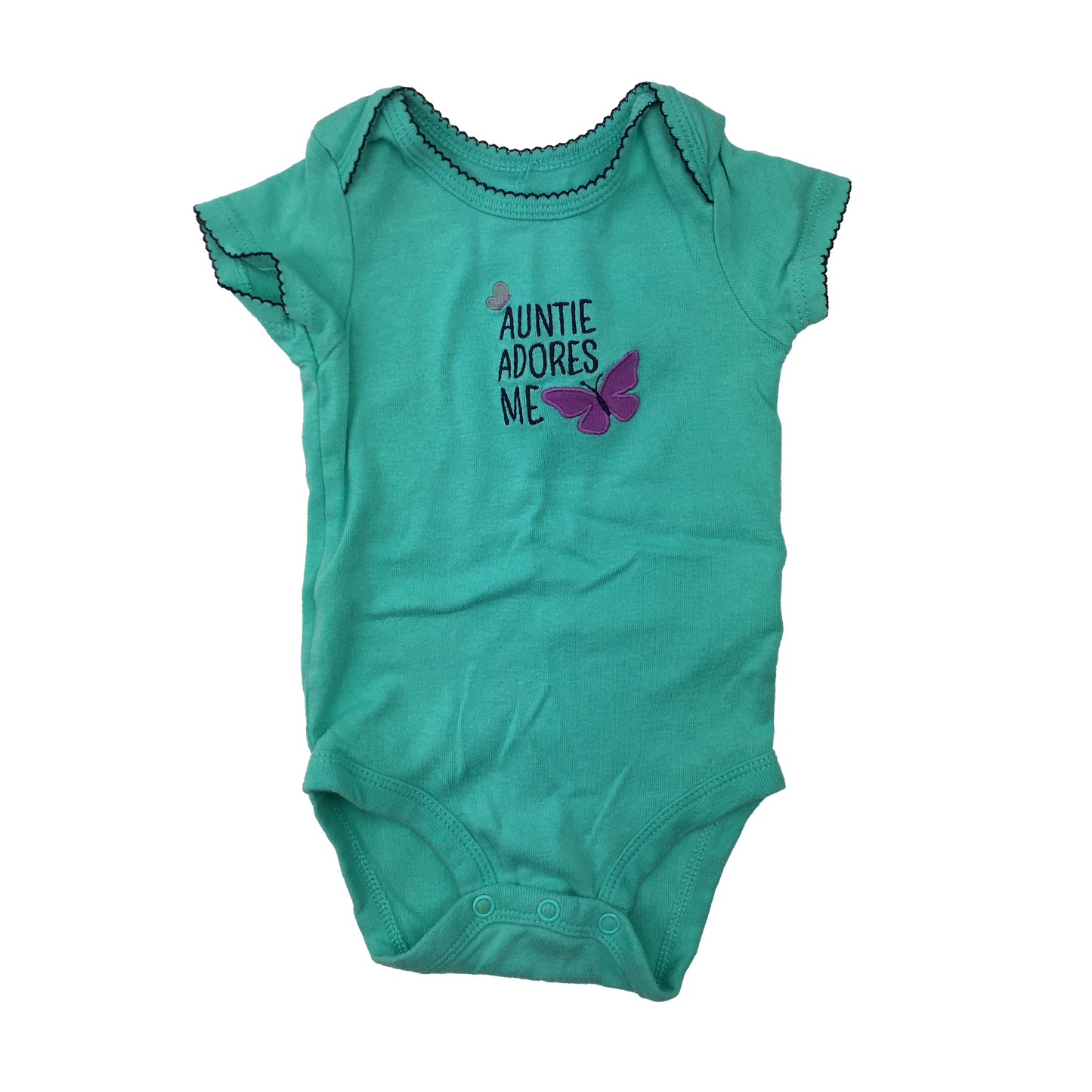 Carter's Turquoise Onesie "Auntie Adores Me" with Butterflies 3M