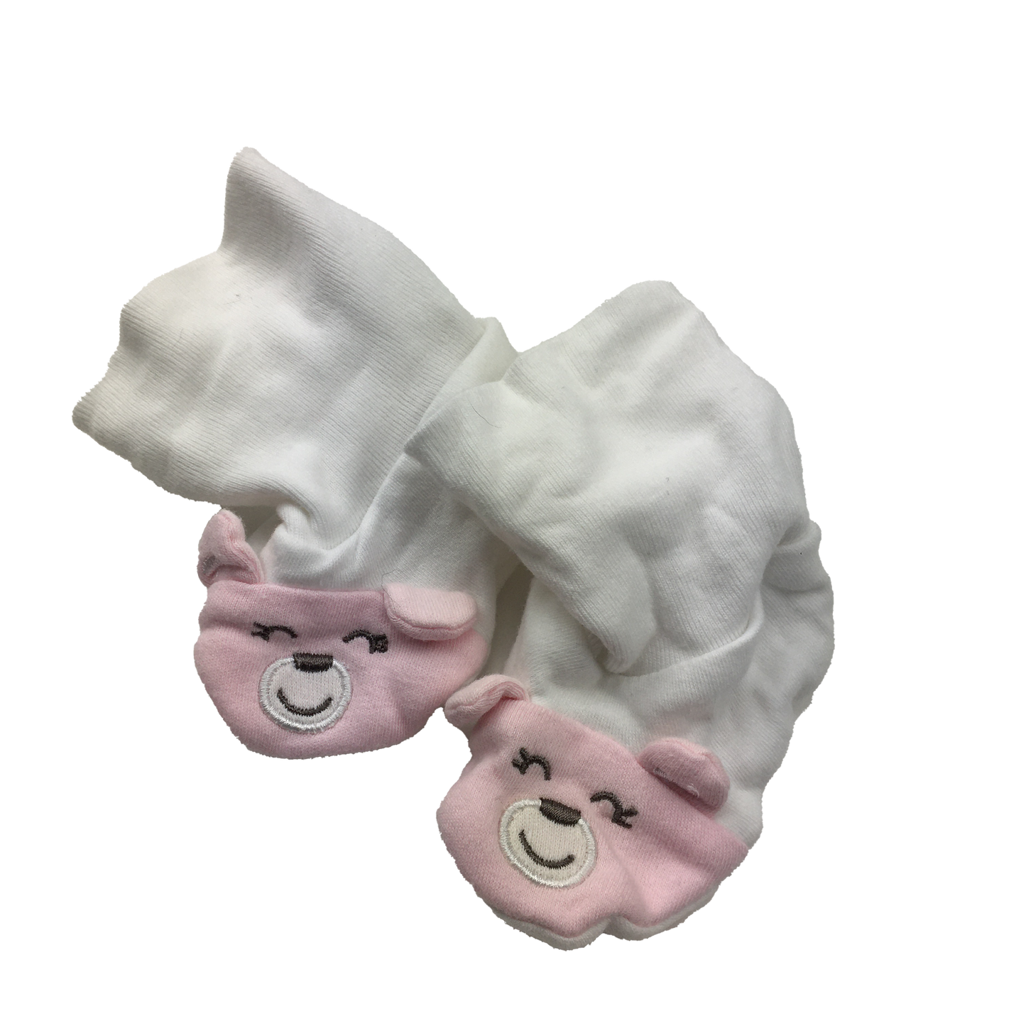 Carter's White Booties with Pink Bear Face 3M