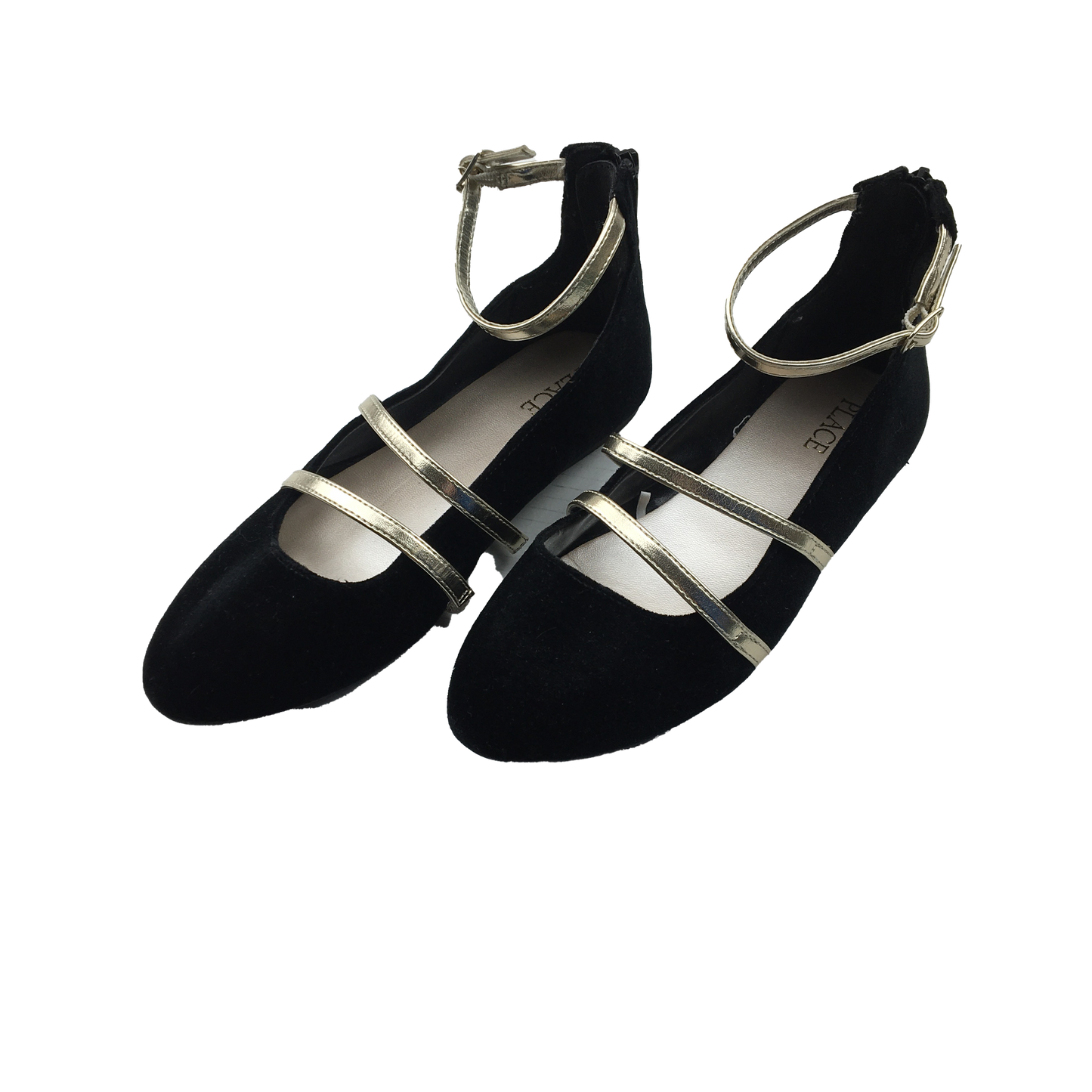 The Children's Place Black Ballet Flats with Gold Straps 3Y
