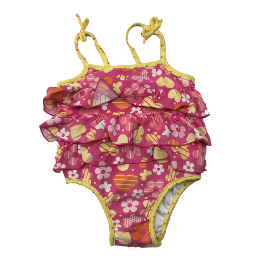 Sportek Pink & Yellow Floral Swimsuit 12-18M