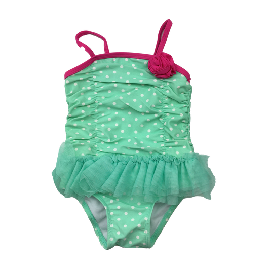 Circo Teal Swimsuit with Polka Dots, Flower & Tutu 18M