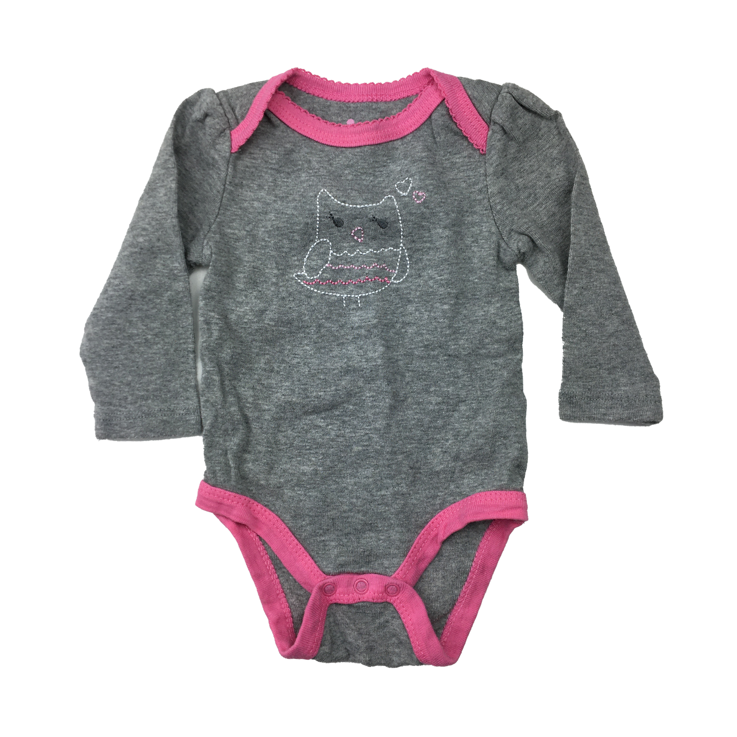 Circo Grey Long Sleeve Onesie with Pink Trim  and Owl 0-3M