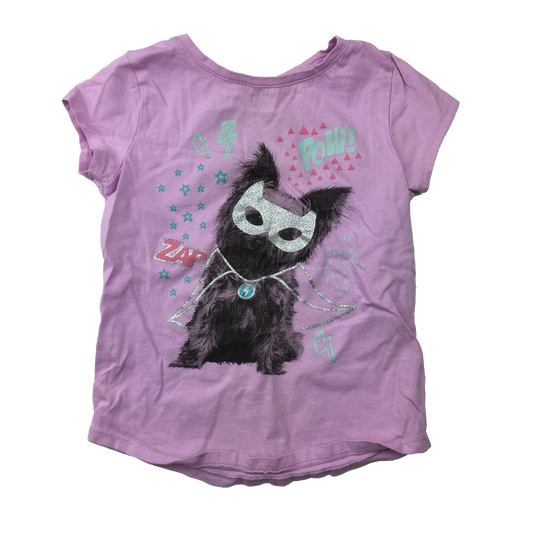 George Purple T-Shirt with Black Furry Dog 4T