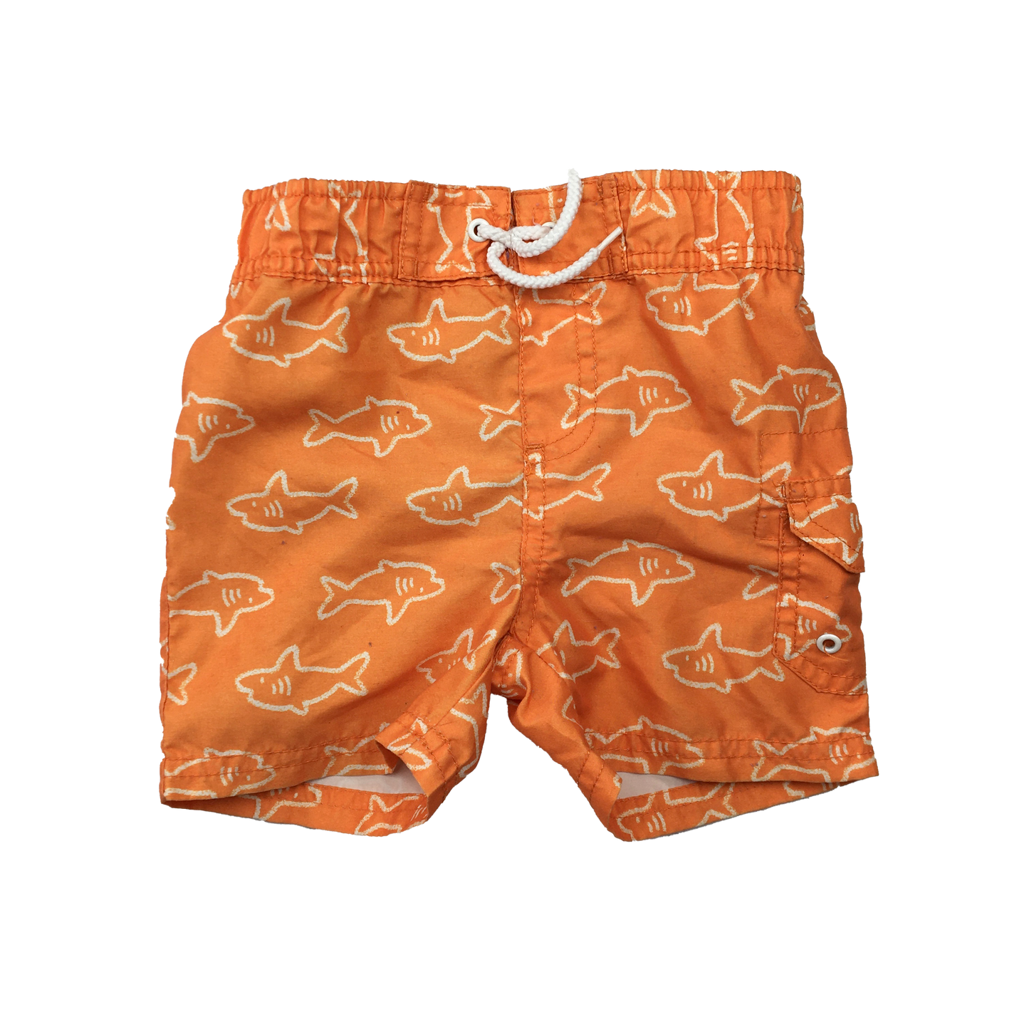 Joe Fresh Orange Swim Trunks with Sharks 6-12M