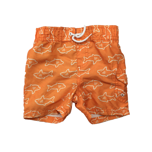 Joe Fresh Orange Swim Trunks with Sharks 6-12M