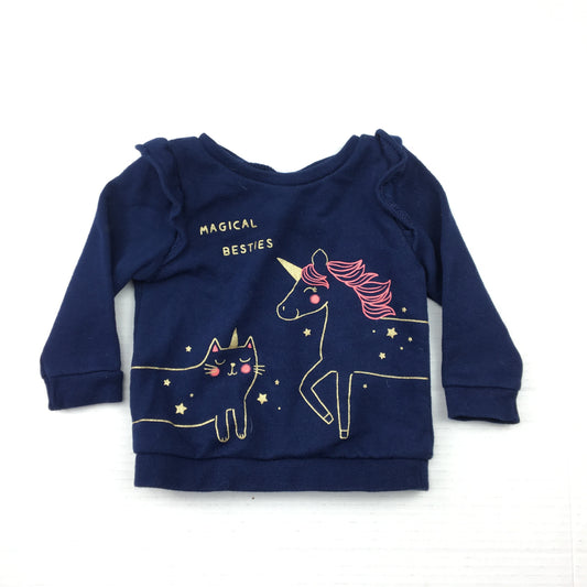 Carter's Navy Long Sleeve Shirt with Unicorn 9M