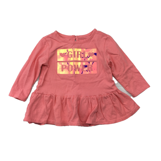 George Pink Long Sleeve Shirt "Girl Power" 6-12M