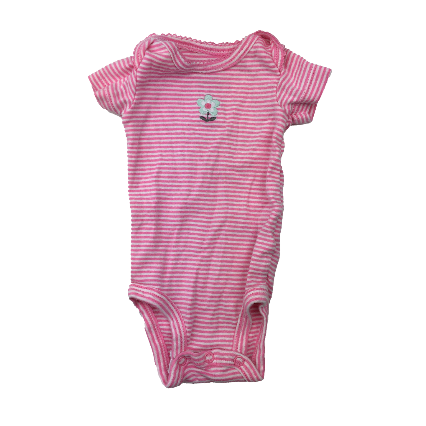 Carter's Pink Striped Onesie with Flower NB