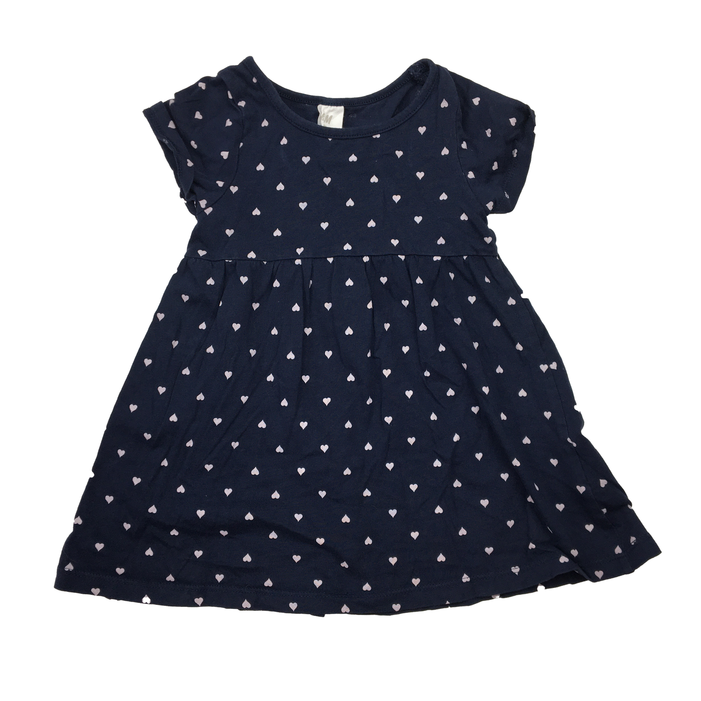 H&M Navy Dress with White Hearts 12-18M