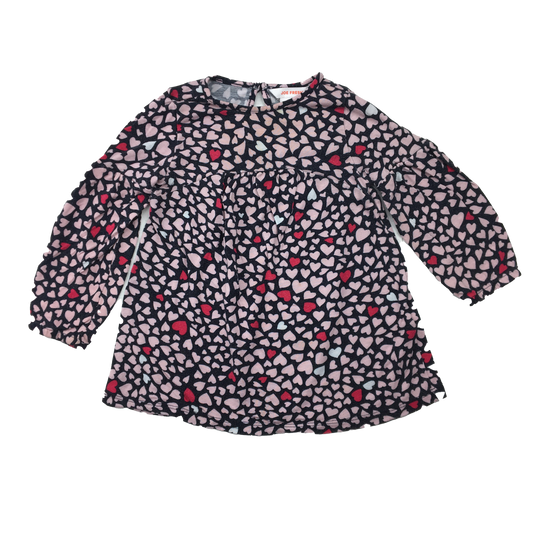 Joe Fresh Navy Dress with Pink& Red Hearts 12-18M