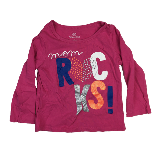 Okie Dokie Pink Long Sleeve with "Mom Rocks!" 2T